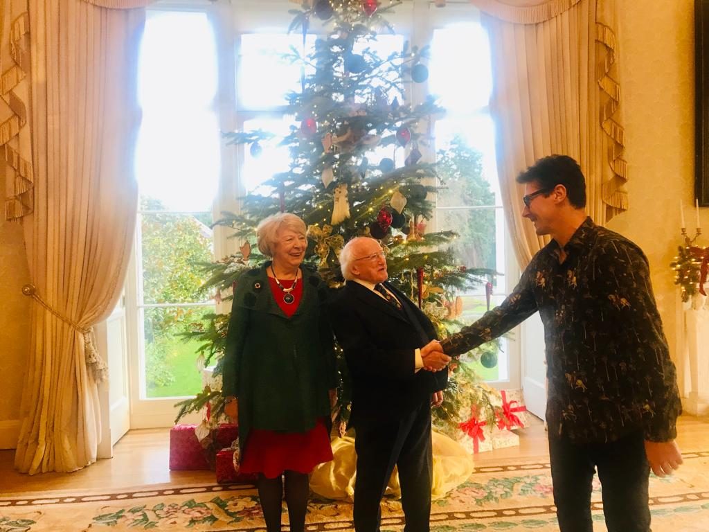 Niall with the President Higgins and Mrs. Sabina Higgins